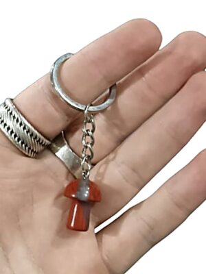 Crystal Mushroom Keychain · Red jasper