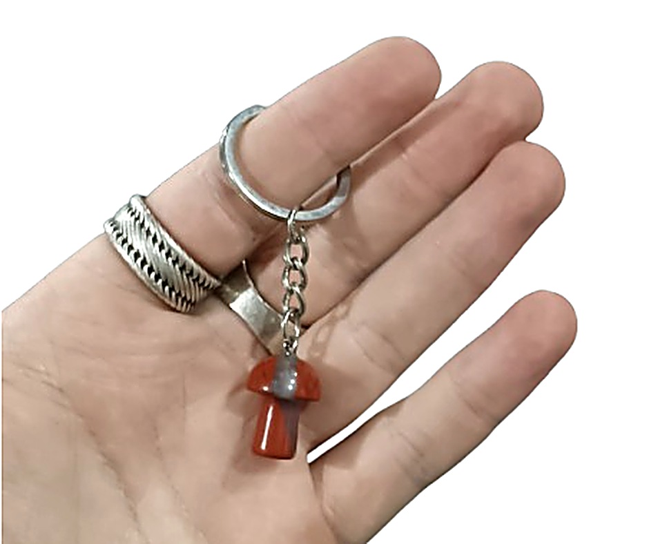 Crystal Mushroom Keychain · Red jasper