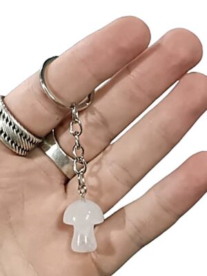 Crystal Mushroom Keychain · Rose quartz