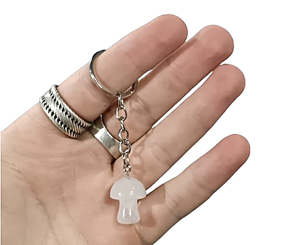 Crystal Mushroom Keychain · Rose quartz