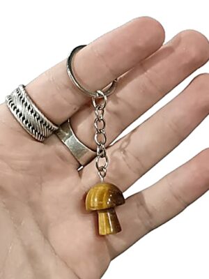 Crystal Mushroom Keychain · Tiger's eye