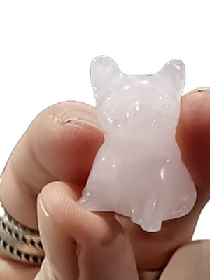 Mini Sitting Crystal Dog · Rose quartz