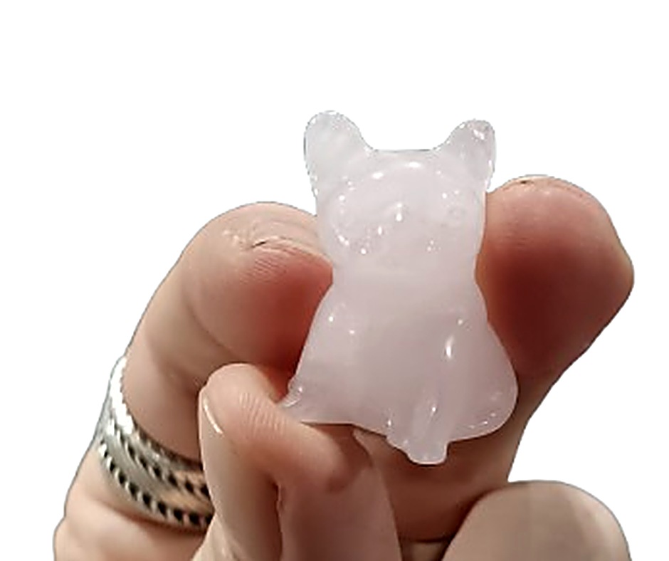 Mini Sitting Crystal Dog · Rose quartz