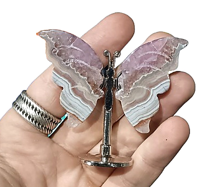 Small Crystal Butterfly on Stand · Amethyst