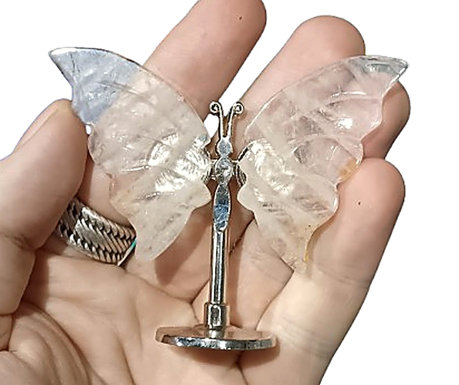 Small Crystal Butterfly on Stand · Clear quartz