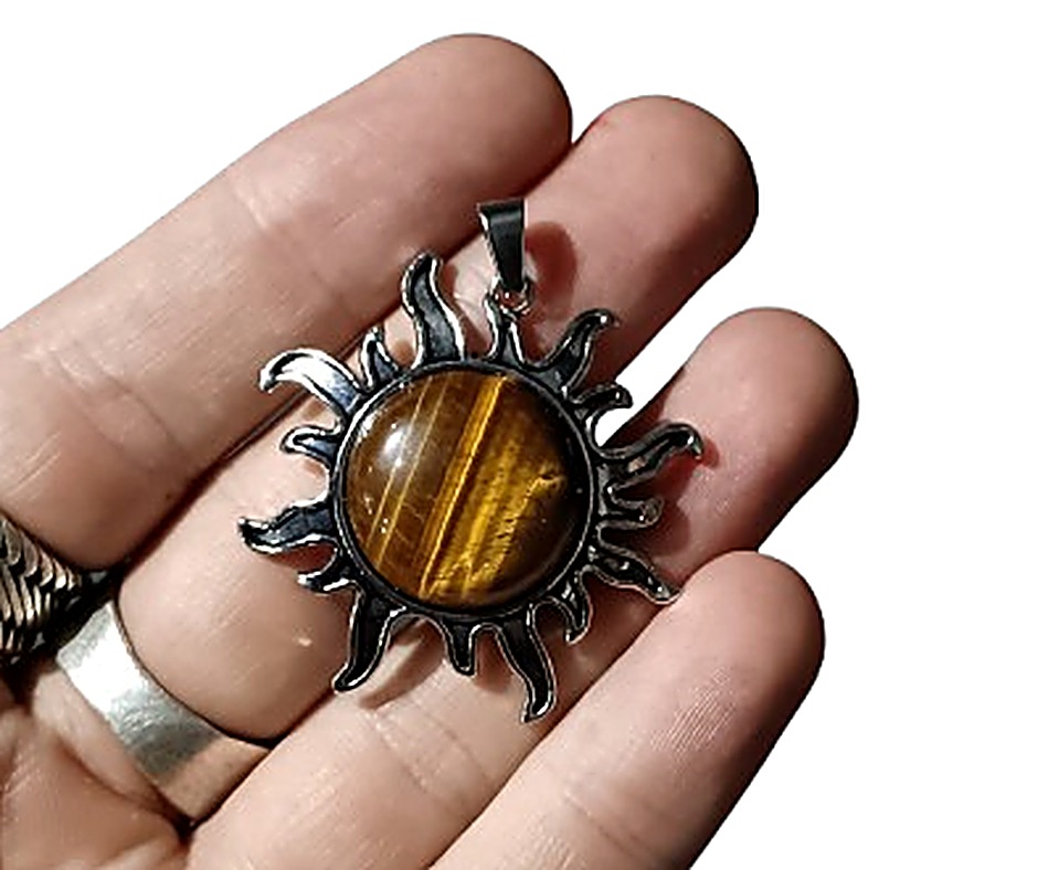 Crystal Sun Pendant · Tiger's eye