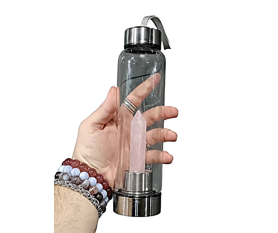 Crystal Water Bottle · Full set · Rose quartz